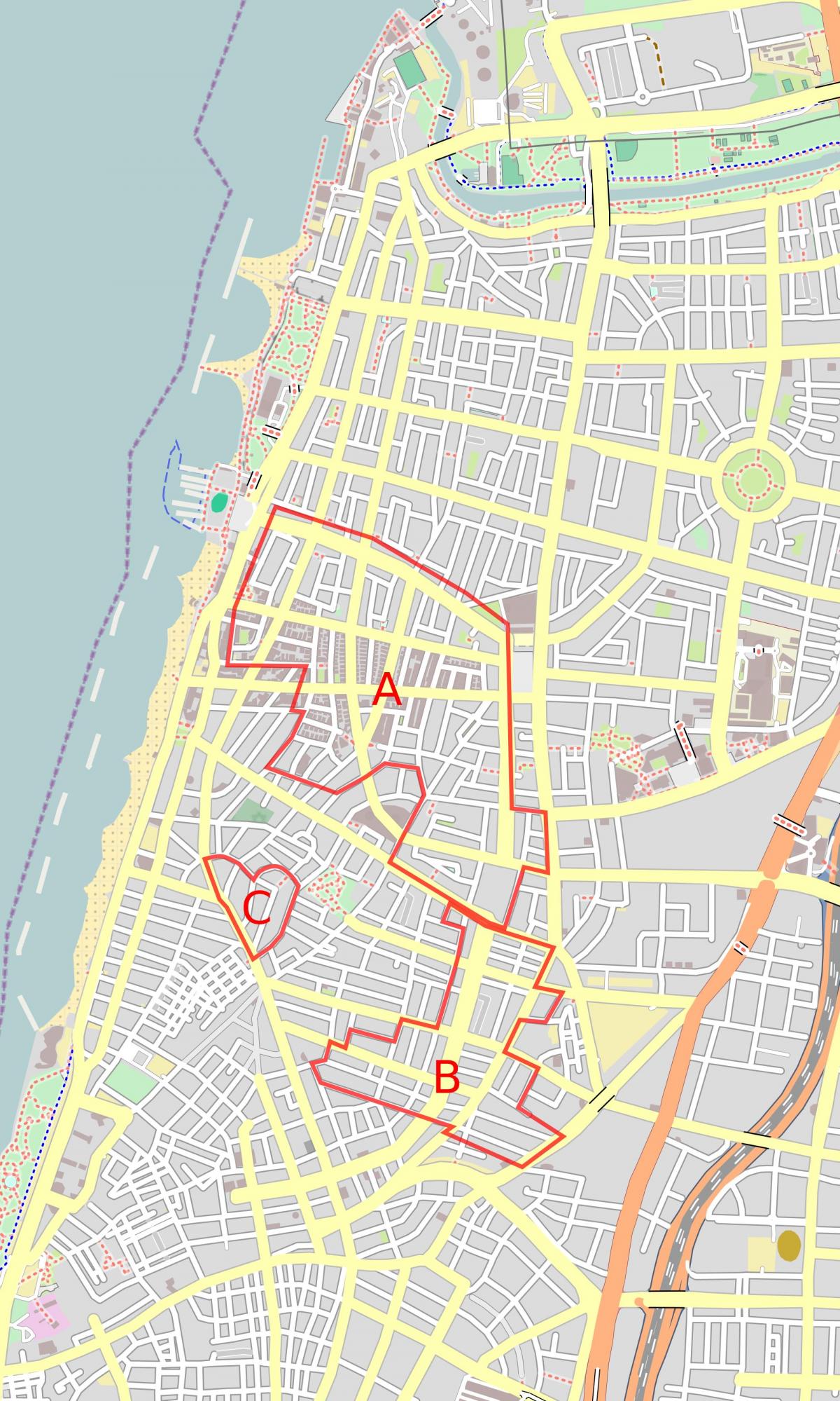 карта на Бял град на Тел Авив