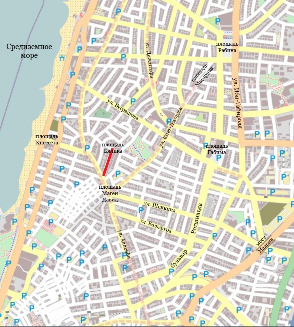 карта на улиците на Тел Авив, Израел