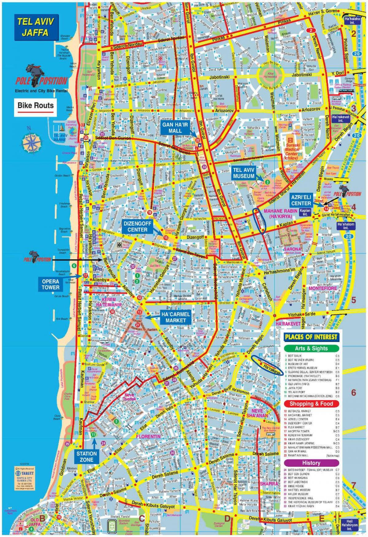 карта Тел Авив на велосипед