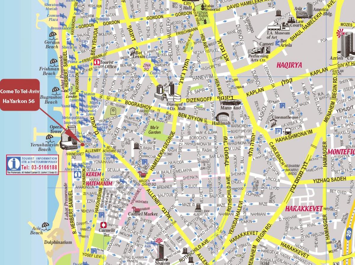 карта Тел Авив пешеходна обиколка на